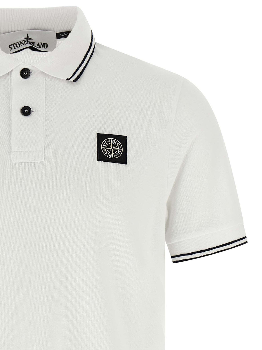 Stone Island Logo Patch Polo - Bianco | b031c5c8eb1c4966b1ee610538bb8afc252149e9