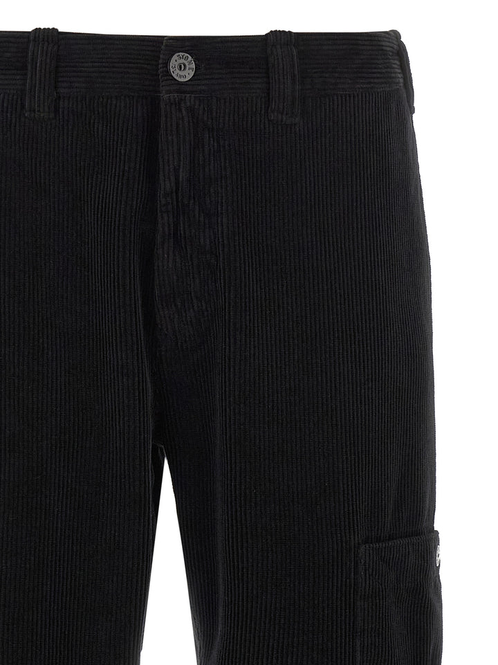 Stone Island Velvet Cargo Pantaloni - Nero | 18e12f5da6910609c8b5373ba069881638f7b59b