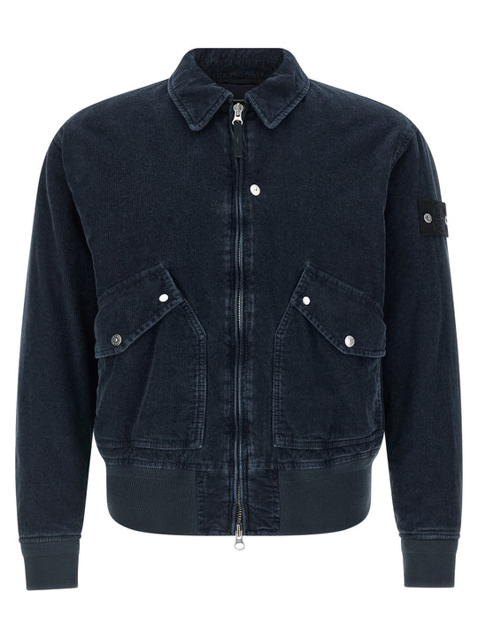 Micro Corduroy-Rinsed Puffer Jackets Blu