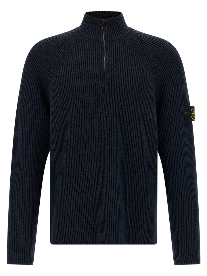 Stone Island Ribbed Cardigan Maglioni - Blu | 195706882a5675892b1aea7959170a33ae8070fe