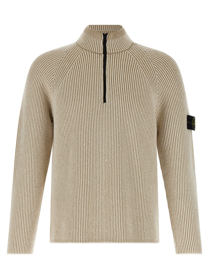 Stone Island Ribbed Cardigan Maglioni - Beige | 473743e9c92d252f31c620e07713dc3cca244a37