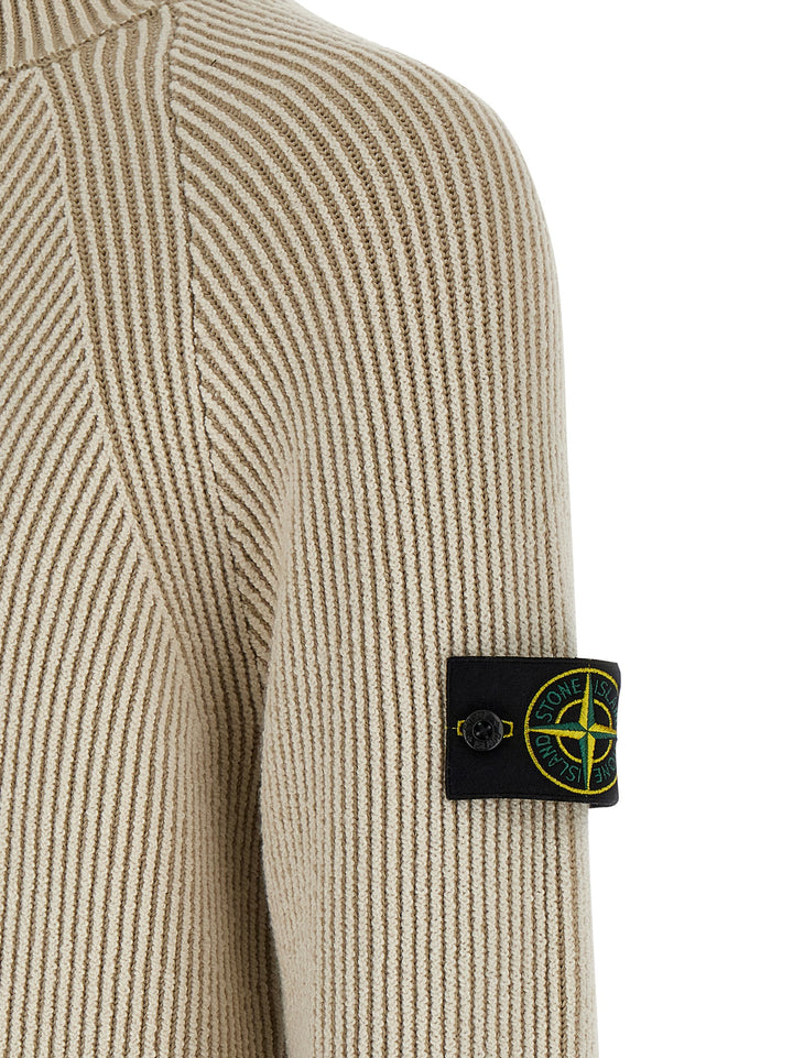Stone Island Ribbed Cardigan Maglioni - Beige | 26c4e30e24312197b404138ce9d44ecd770585a3