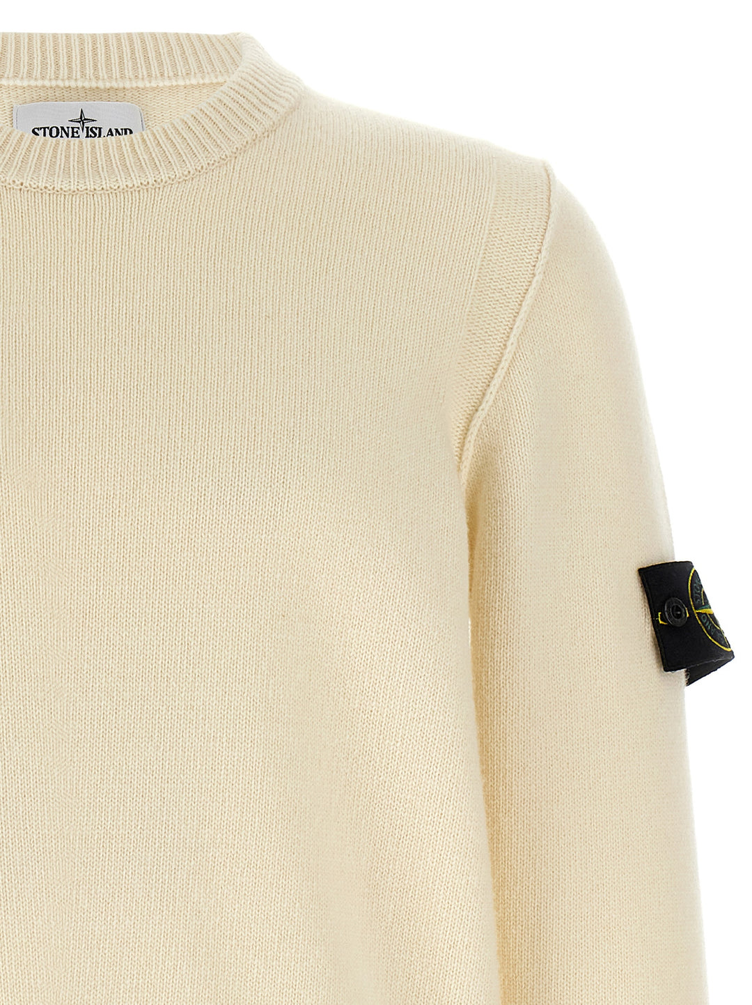 Stone Island Logo Badge Sweater Maglioni - Bianco | 13fd08c75726f590f6d585948576a9fd16c6d6a6