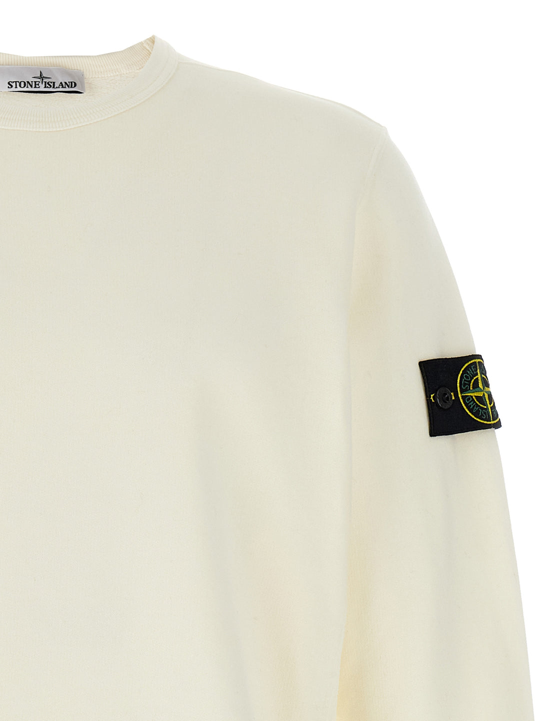 Stone Island Logo Badge Cotton Felpe - Bianco | 02b7ddd5ad789f126253ea15c1b606fc791f99b7