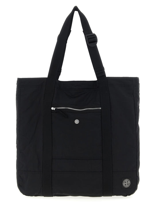 Logo Patch Shopping Bag Tote Nero