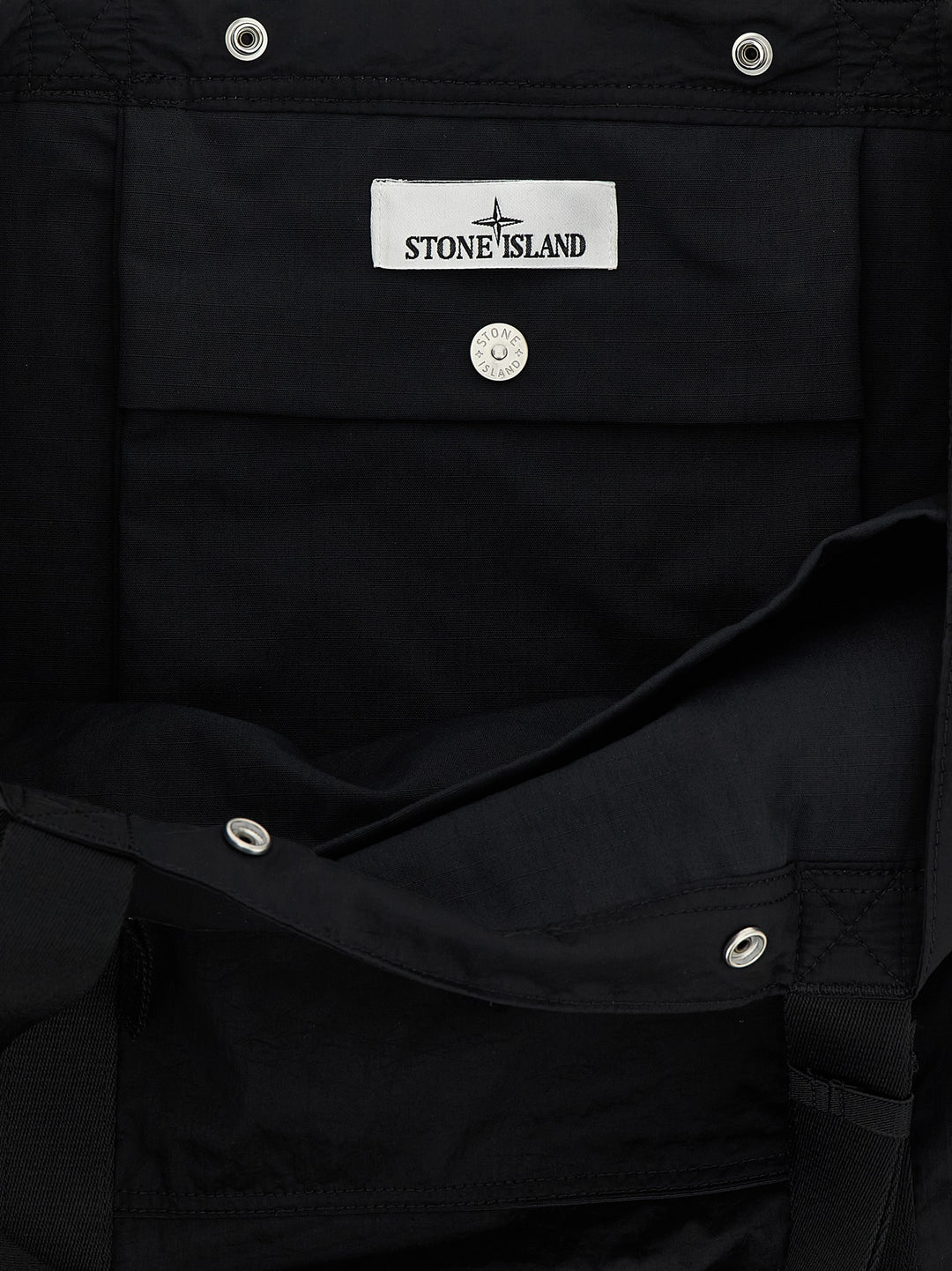 Stone Island Logo Patch Shopping Bag Tote - Nero | 25045c254837c3dd5c43ede1d614399fe5653fe7