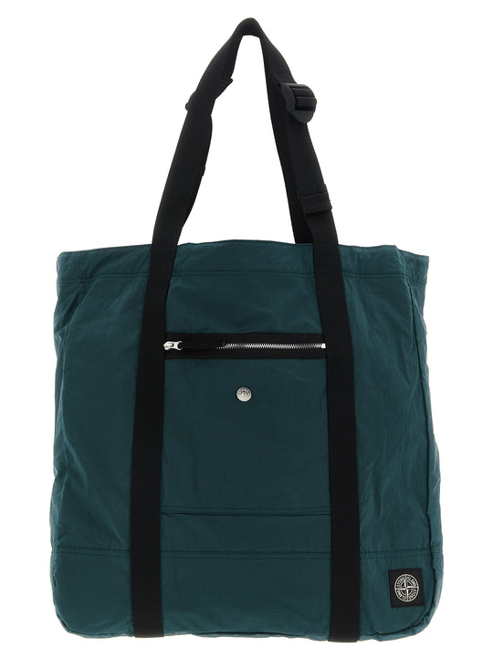 Logo Patch Shopping Bag Tote Verde