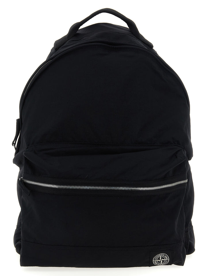 Stone Island Logo Patch Backpack Zaini e Valigie - Nero | 1405b52967112cbdefb53bdac88cfa18526db5cb
