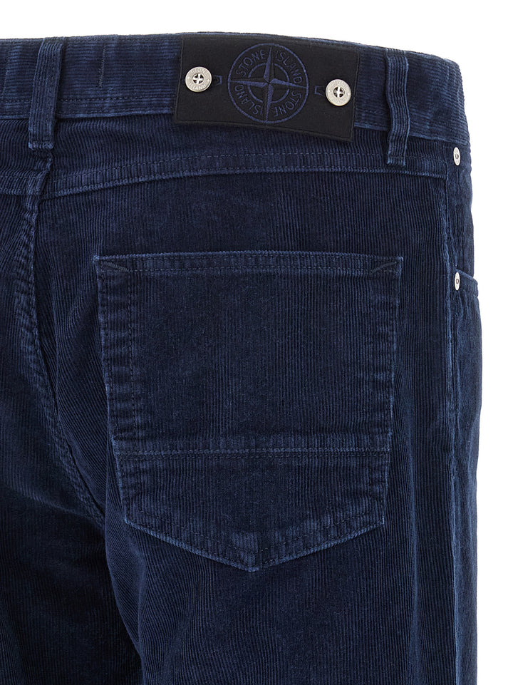 Stone Island Corduroy Pantaloni - Blu | b420e874278107bcf8e122bf20003ca848bad075