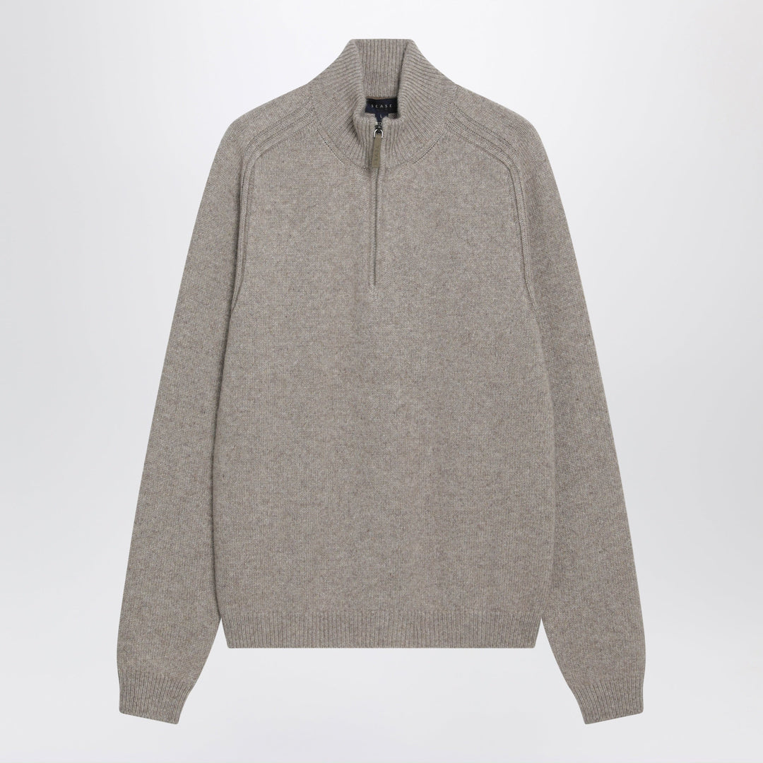 Sease Jersey De Cachemir Beige Mélange Con Media Cremallera