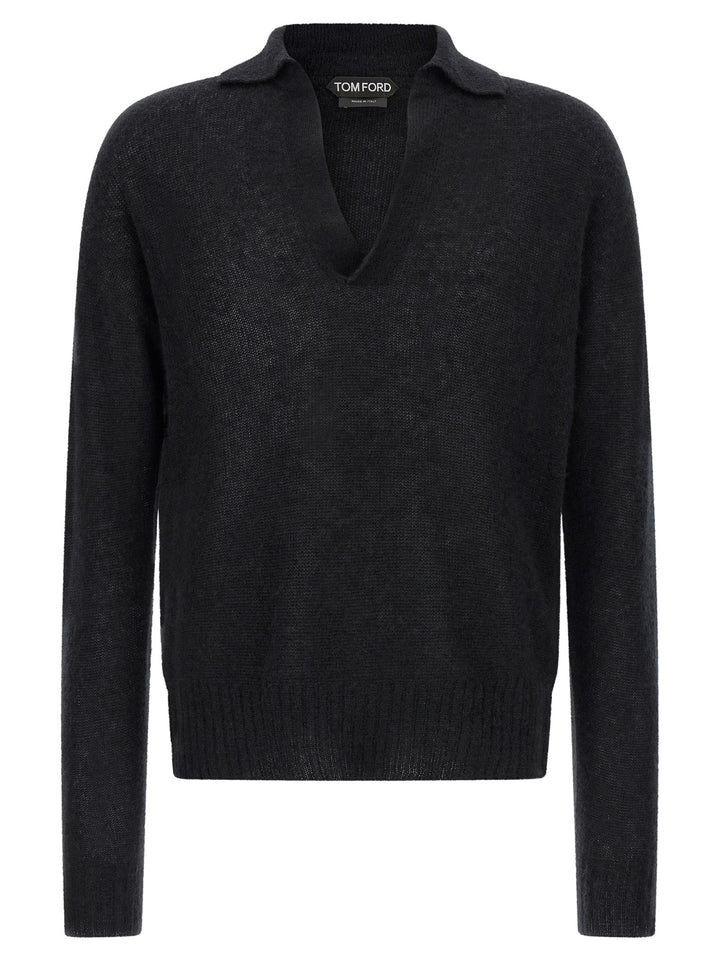 Tom Ford Cashmere And Silk Polo Shirt Maglioni - Nero | 2cee19b5d2c79ef55bd538bf279ac42f79e4578c