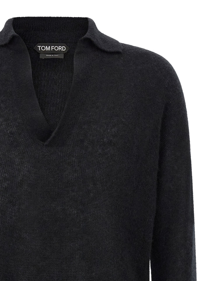 Tom Ford Cashmere And Silk Polo Shirt Maglioni - Nero | 896e266f4ace78b06c475705398699179188abfa