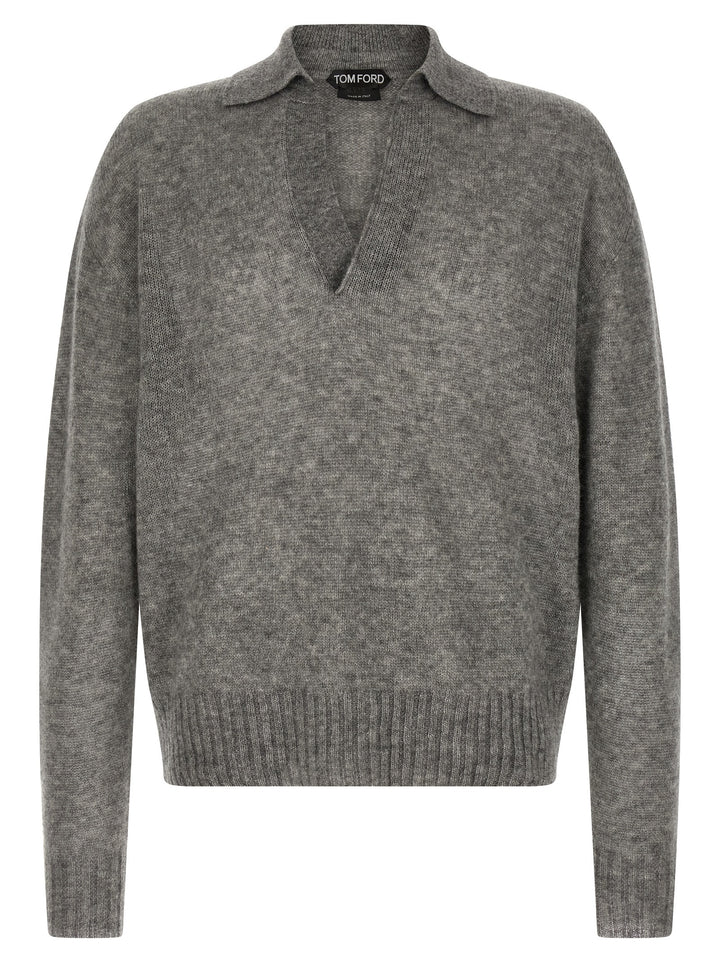 Tom Ford Cashmere And Silk Polo Shirt Maglioni - Grigio | d72e621684d45712ecf0444d8c1623baa878619e