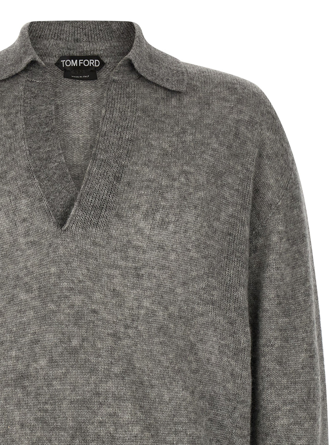 Tom Ford Cashmere And Silk Polo Shirt Maglioni - Grigio | dc01c90b7c3c94c1208a868f5f699ddc5621bb79
