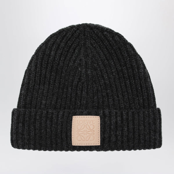 Black Ribbed Cashmere Beanie