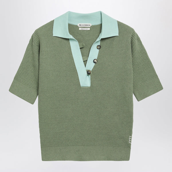 Polo de algodón calado de mezcla verde menta