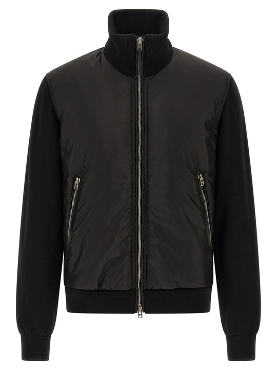 Merino Wool Bomber Jacket Puffer Jackets Nero