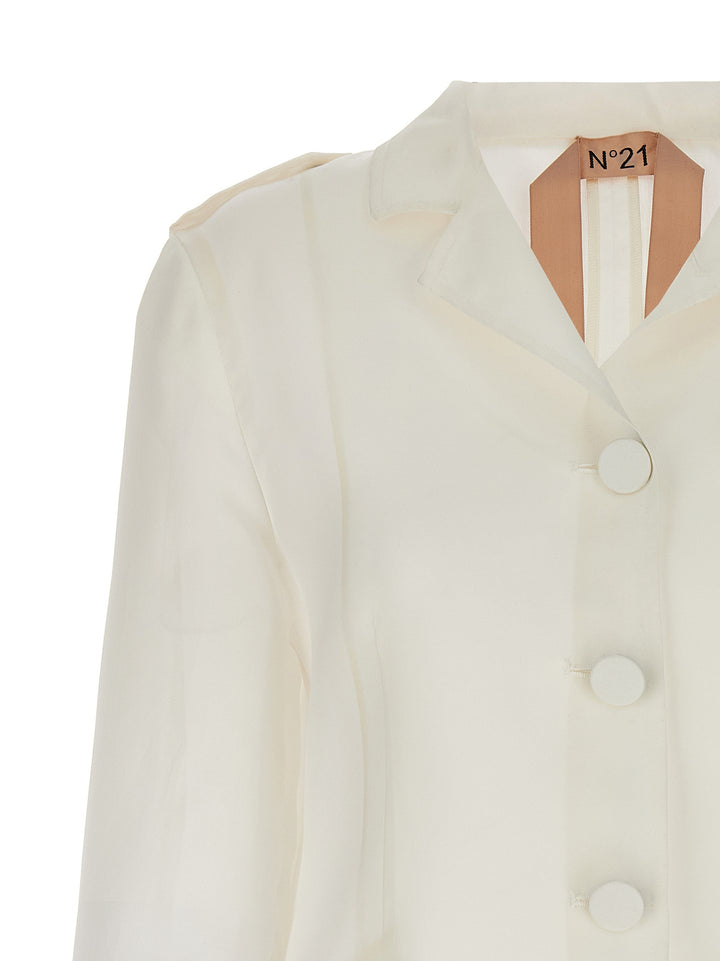 Single-Breasted Silk Blazer Blazer And Suits Bianco