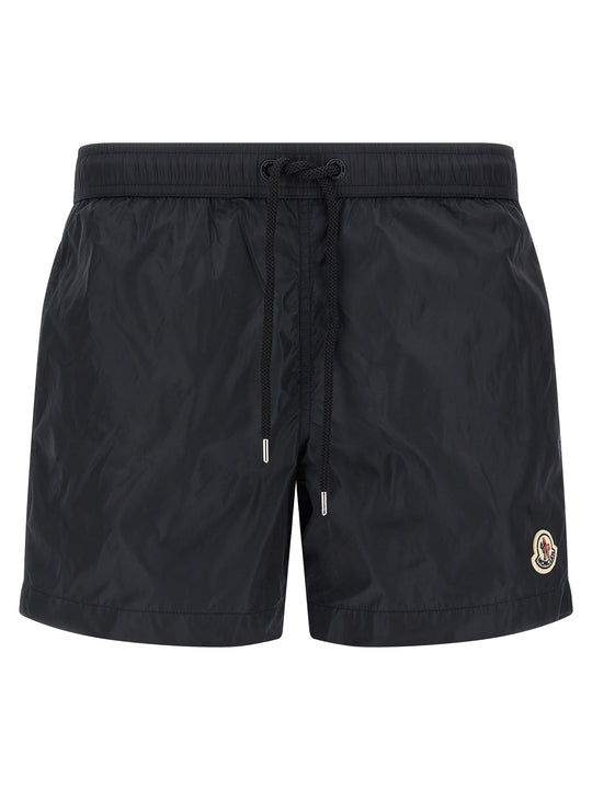 Logo Patch Swim Shorts Beachwear Blu