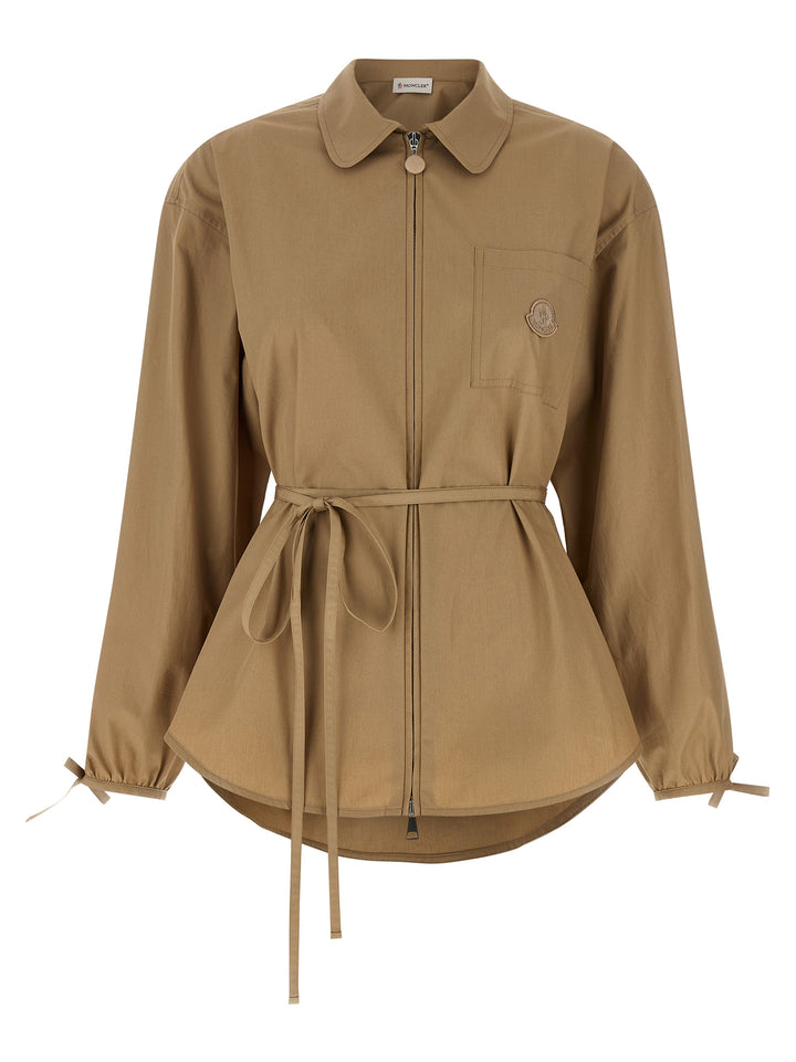 Moncler Grosgrain Logo Patch Overshirt Puffer Jackets - Beige | e3bdd990dbfa71afca09c8c1e3bfbc6e4f5a5a3b