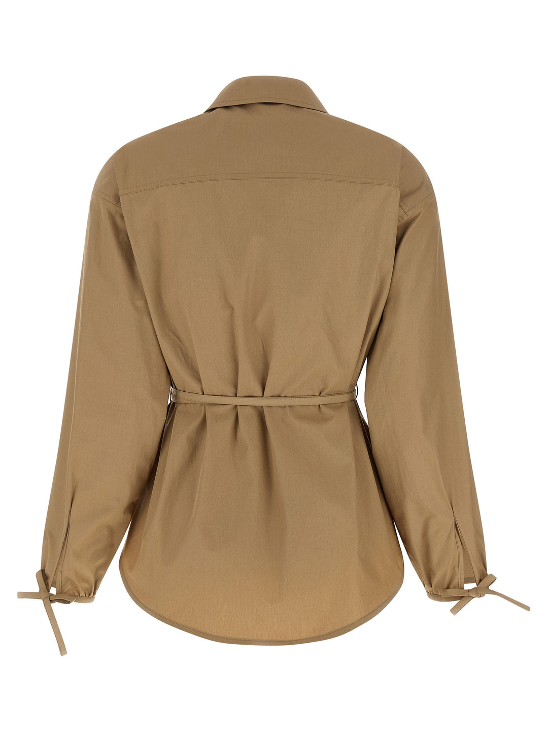 Moncler Grosgrain Logo Patch Overshirt Puffer Jackets - Beige | c12be04836f1554eea290149fd155c6b65f9de09