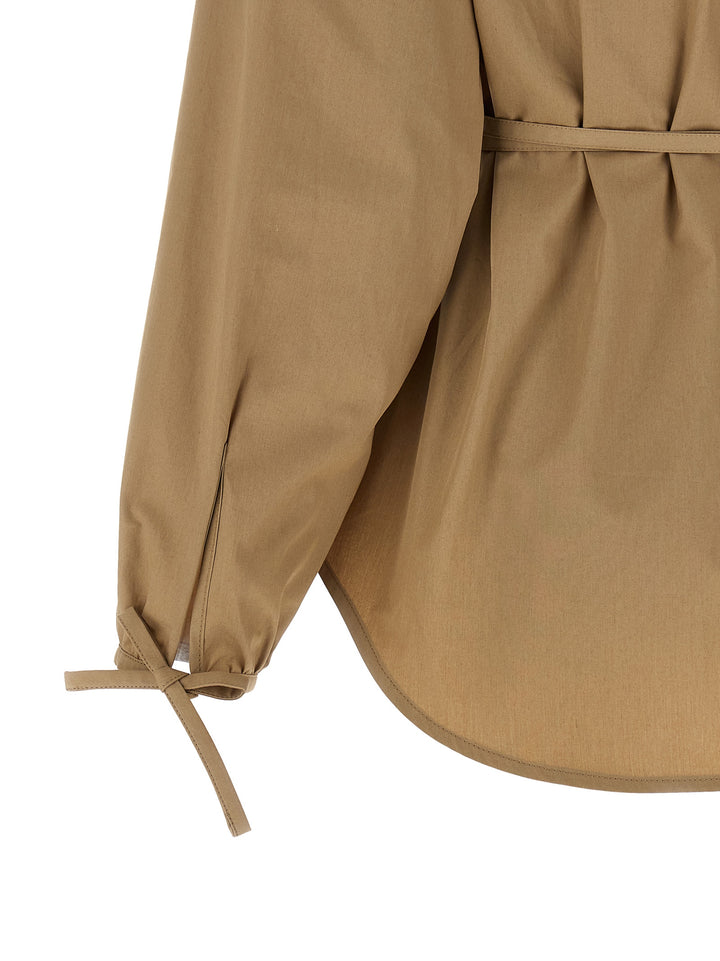 Moncler Grosgrain Logo Patch Overshirt Puffer Jackets - Beige | 9b9f60d93235f578ecd6d204d4da91dcdfd5d0af