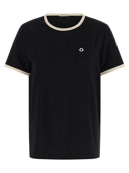 Logo Embroidery Pocket T Shirt Nero