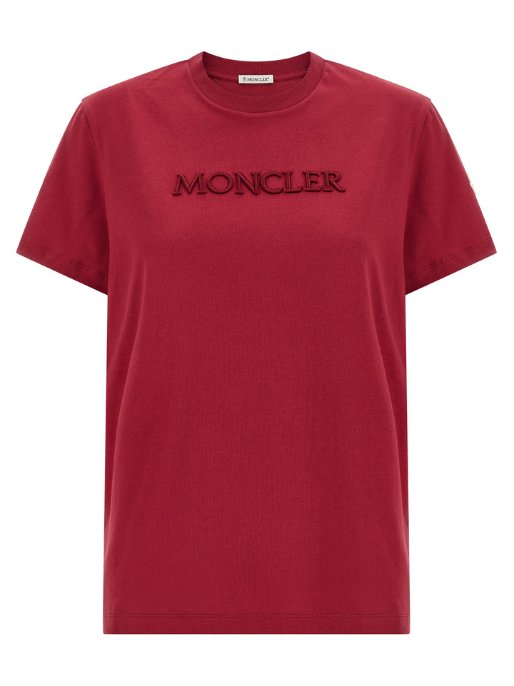 Moncler Logo Embroidery T shirt - Rosso | 773662614486e585bcff5337e14214c362765425
