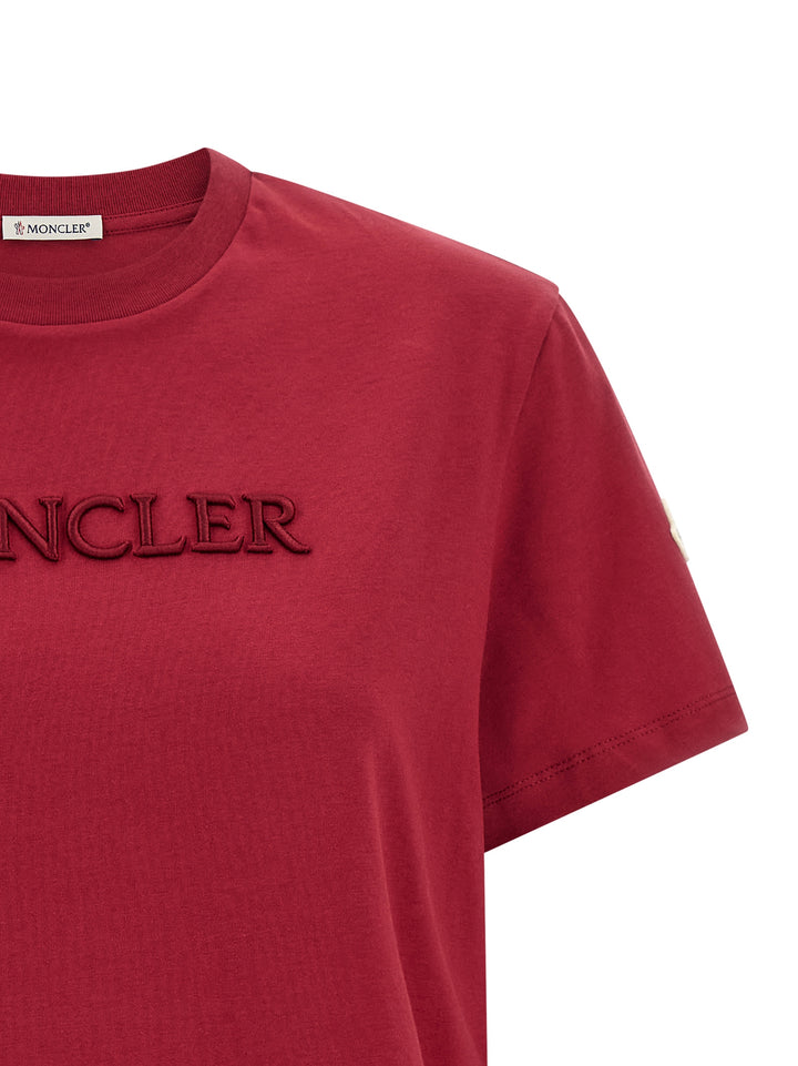 Moncler Logo Embroidery T shirt - Rosso | 592dda3c2ccc15c84d95d22dbe2834c726f4c7b6