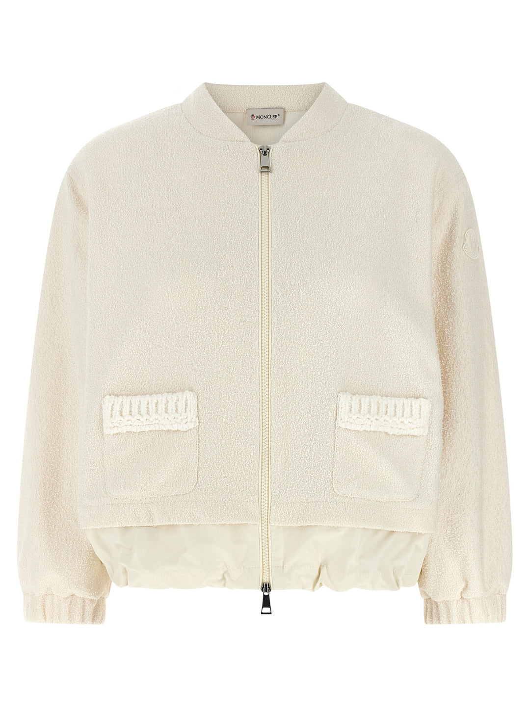 Moncler Bouclé Cardigan Maglioni - Bianco | dc0a1a66c2930837c976085add959927c405e17f