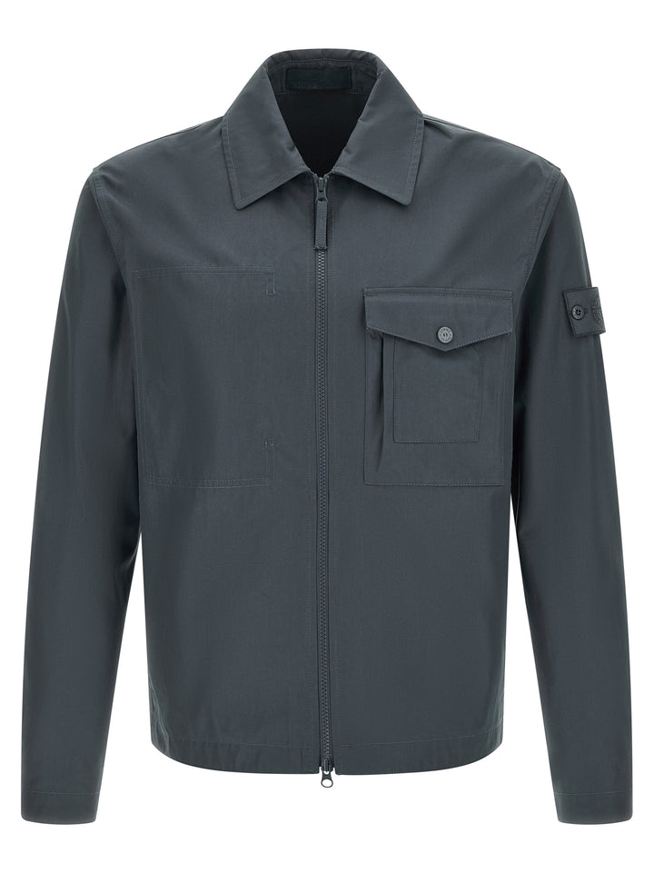Stone Island Cotton Overshirt Camicie - Blu | d32e8bb0feb10ab843d3dbfca8396125dbf36d1e
