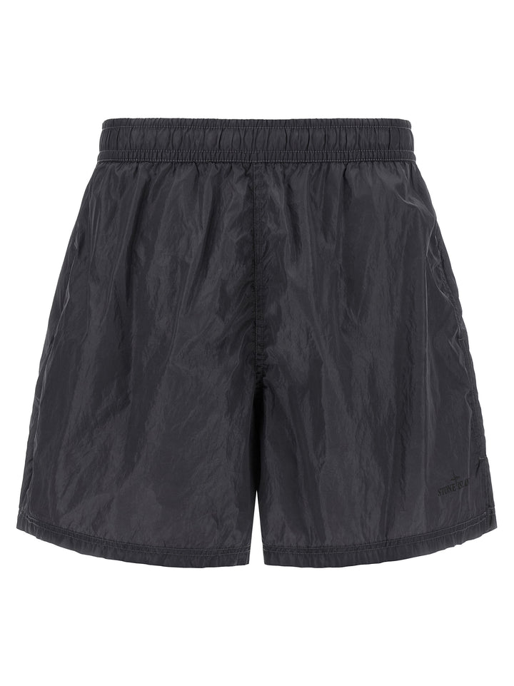 Stone Island Logo Print Swim Shorts Beachwear - Grigio | 9d019d45bc3a55a38486d3ef24ac6fab4e7fd6bf