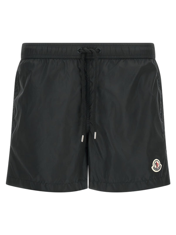 Logo Patch Swim Shorts Beachwear Nero