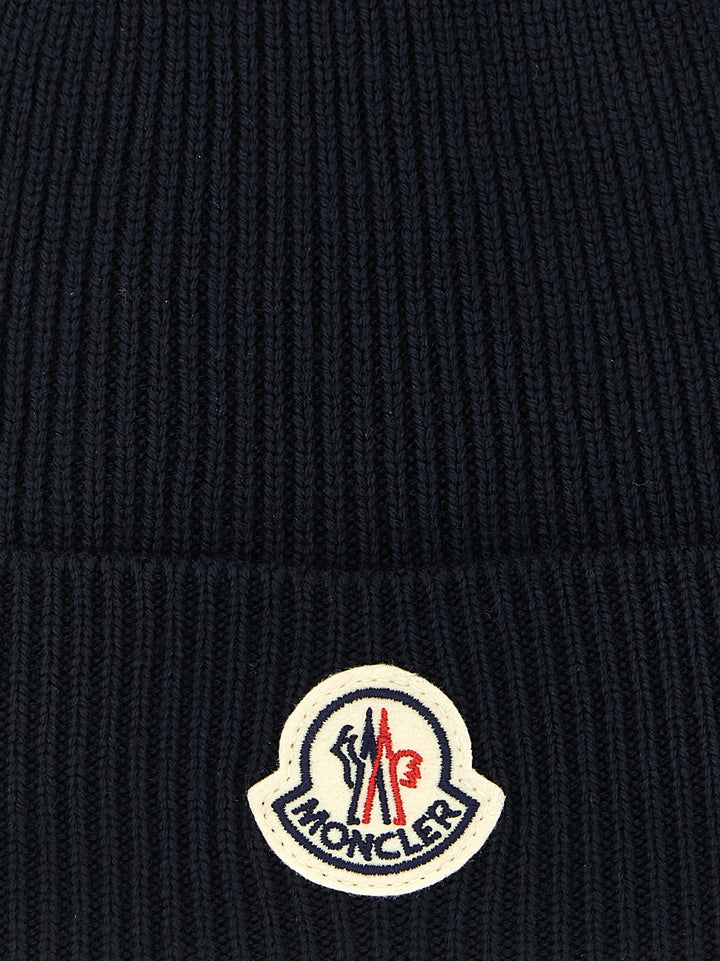 Moncler Wool Beanie Cappelli - Blu | 37223b88f42e02bbf9d5df9c85eeb4c27c2fcf1a