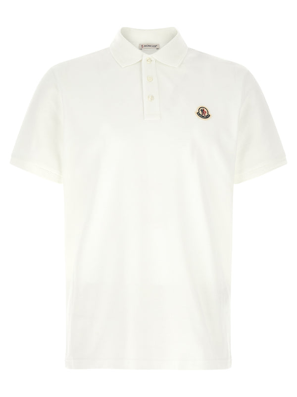 Logo Patch Shirt Polo Bianco