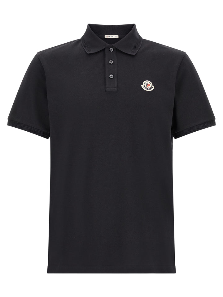 Moncler Logo Patch  Shirt Polo - Blu | 0b8663d897295493caf5da112370e23a2122a696