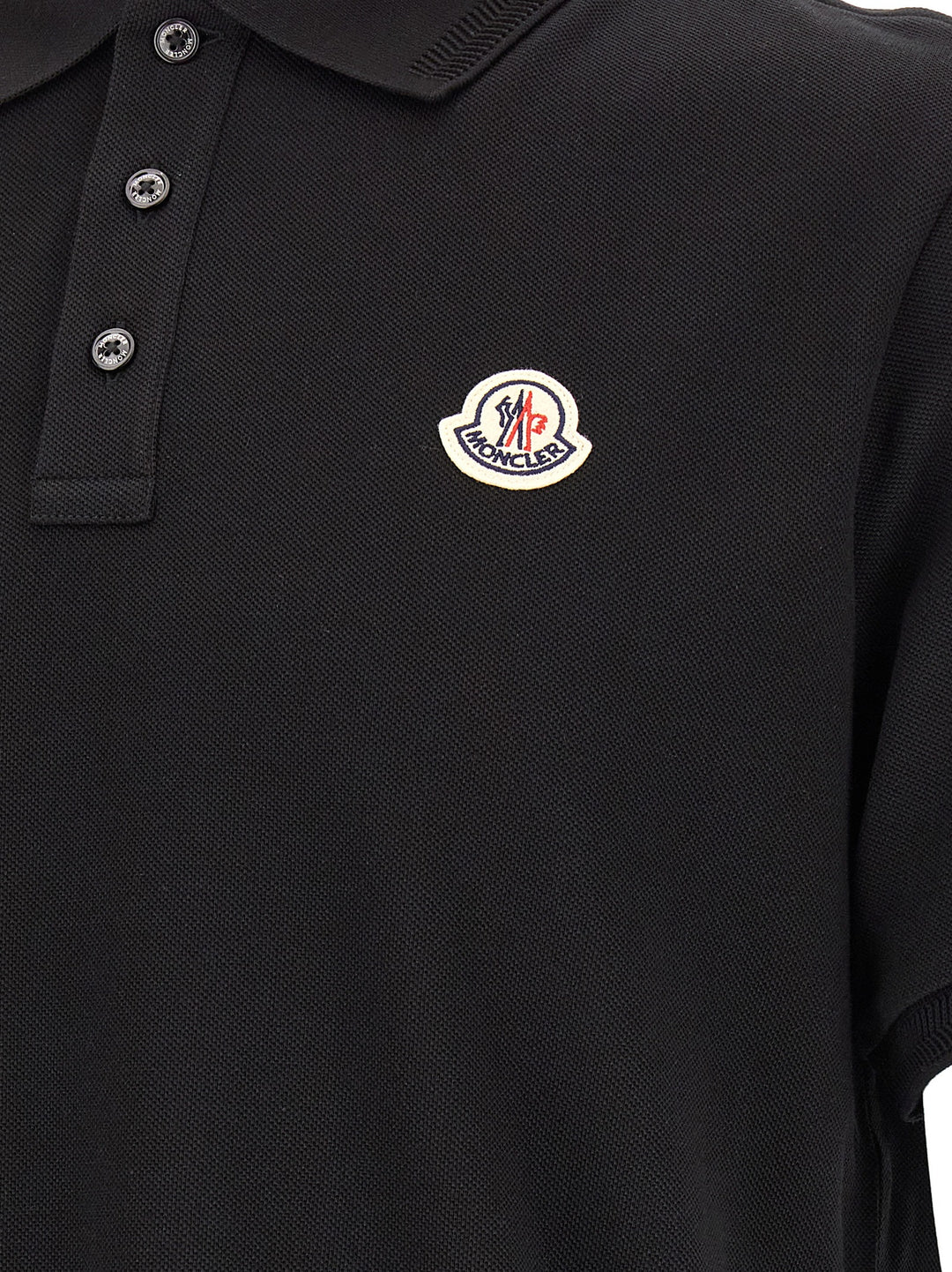 Moncler Logo Patch  Shirt Polo - Nero | 71452943c1d527402d69f18da577a58d7e8dc8cc