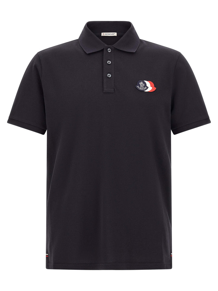 Moncler Triple Logo  Shirt Polo - Blu | 66caf2d22df47543402bd31d2feea4f6a7407376