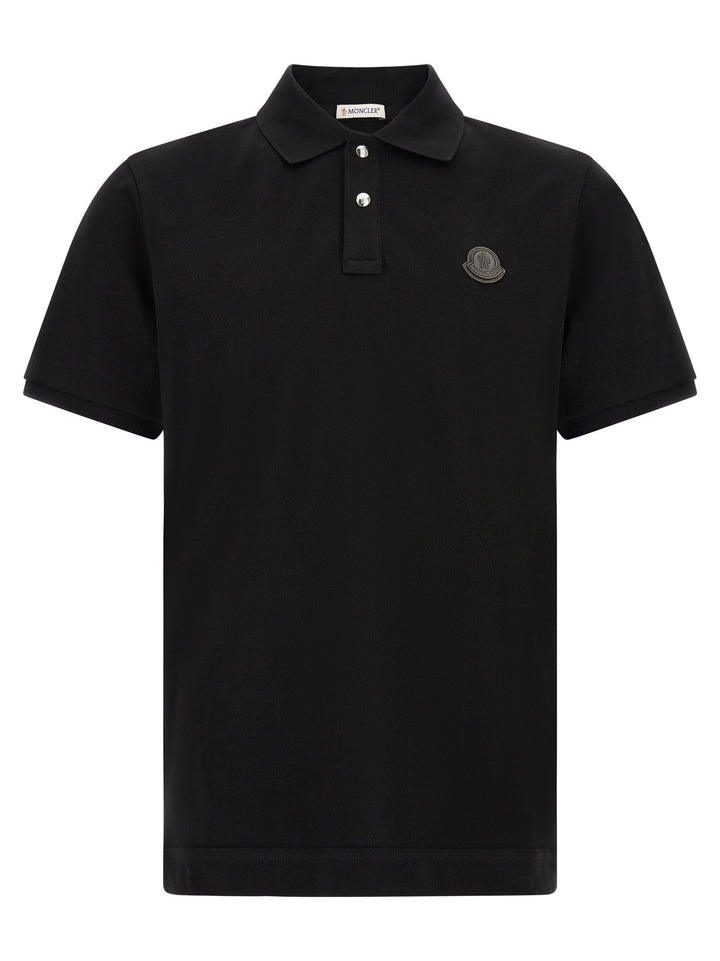 Moncler Leather Logo Patch  Shirt Polo - Nero | c6ceb9b5bc4e519cc1733d7c0c86b248d9ba5137
