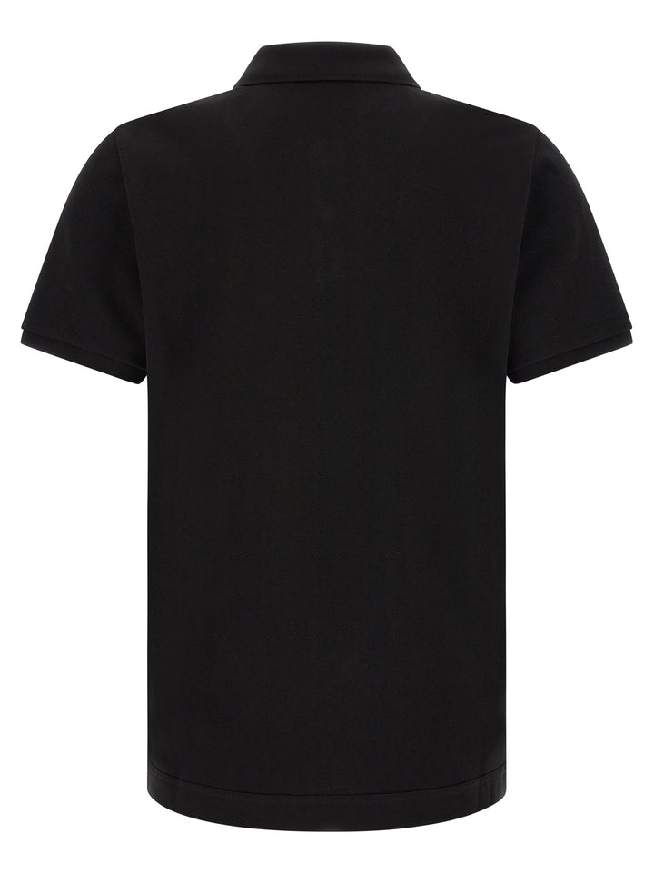 Moncler Leather Logo Patch  Shirt Polo - Nero | 14a8308b3672b75102c4af666c3285b4db11d350