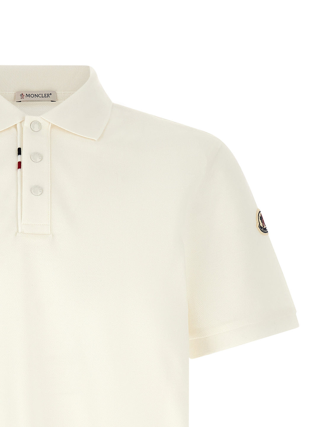 Moncler Logo Patch  Shirt Polo - Bianco | f41721acff2fb438082f8f90a62c657e52f7f713