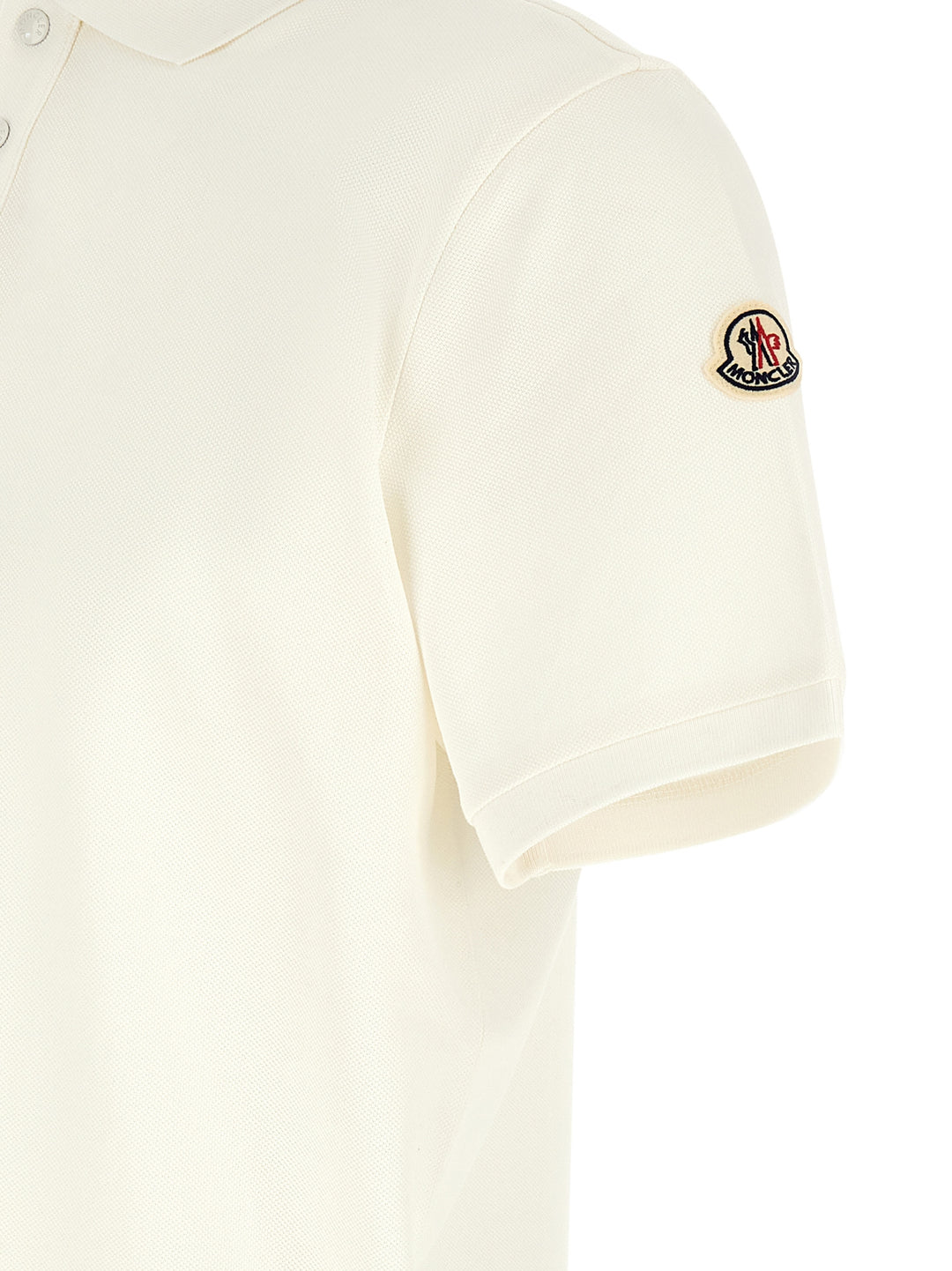 Moncler Logo Patch  Shirt Polo - Bianco | 0acf1a40f25d9e46b3e15467cd833036550be2bb