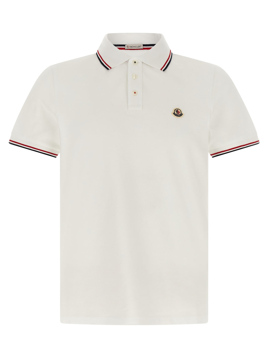 Moncler Tricolor Trim  Shirt Polo - Bianco | b15412a01639ae89273ed57e05f224ebb43f4861