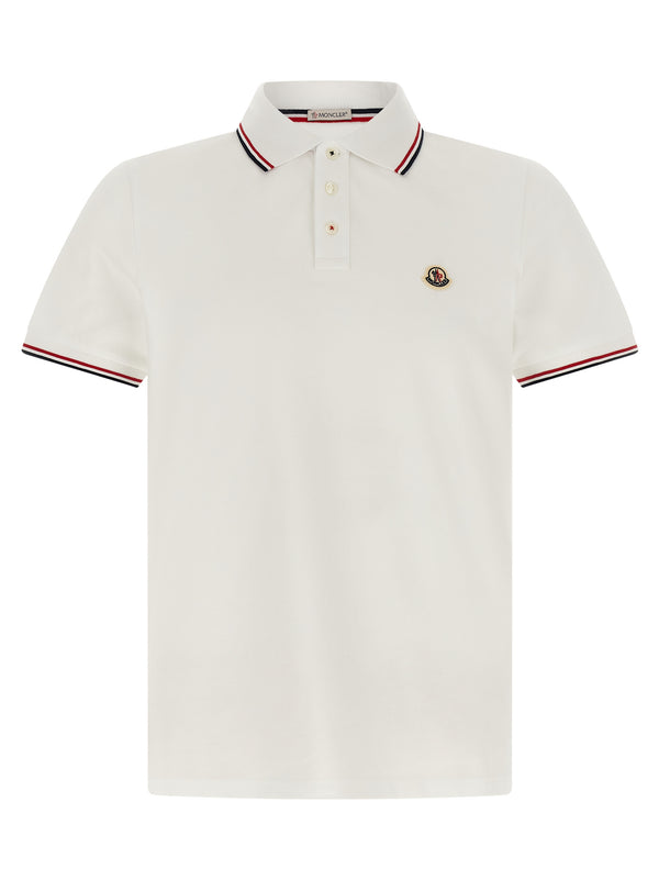 Tricolor Trim Shirt Polo Bianco