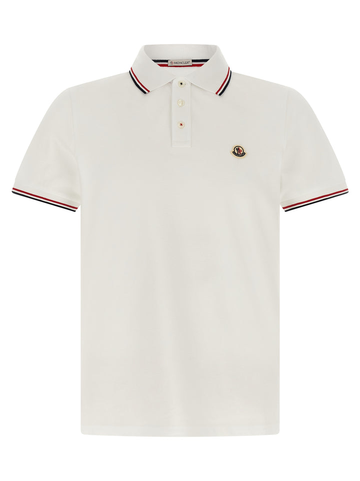 Moncler Tricolor Trim  Shirt Polo - Bianco | b15412a01639ae89273ed57e05f224ebb43f4861