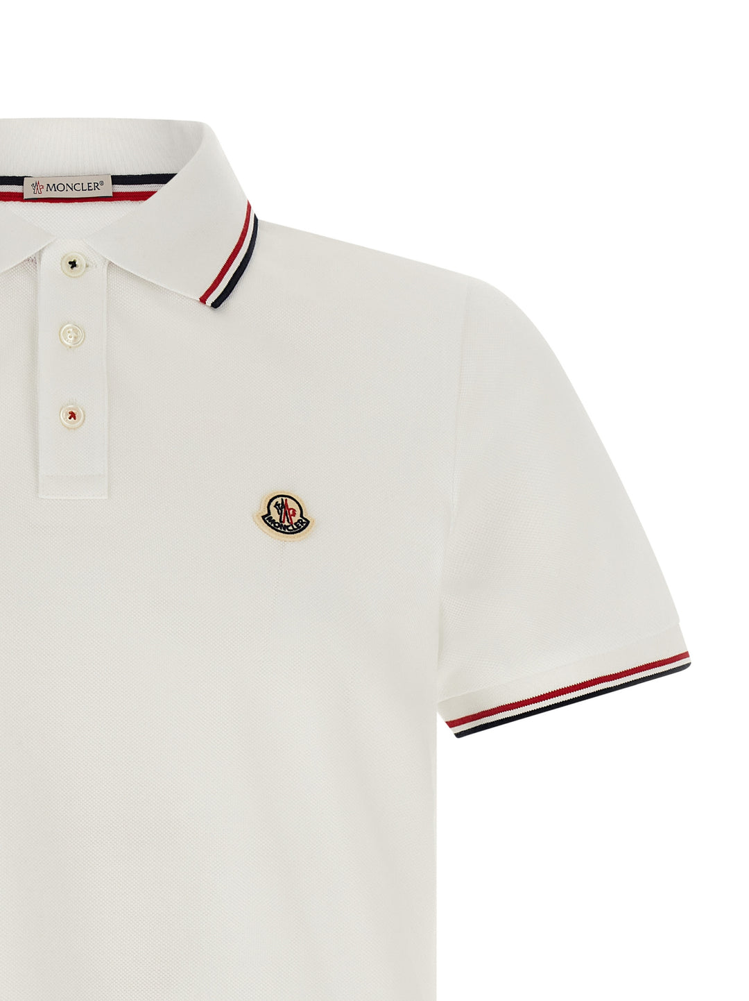 Moncler Tricolor Trim  Shirt Polo - Bianco | 442534a117b32181fe23ffe6652256fba5630b69