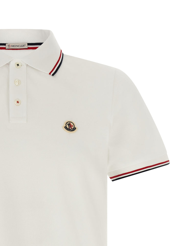 Moncler Tricolor Trim  Shirt Polo - Bianco | 442534a117b32181fe23ffe6652256fba5630b69