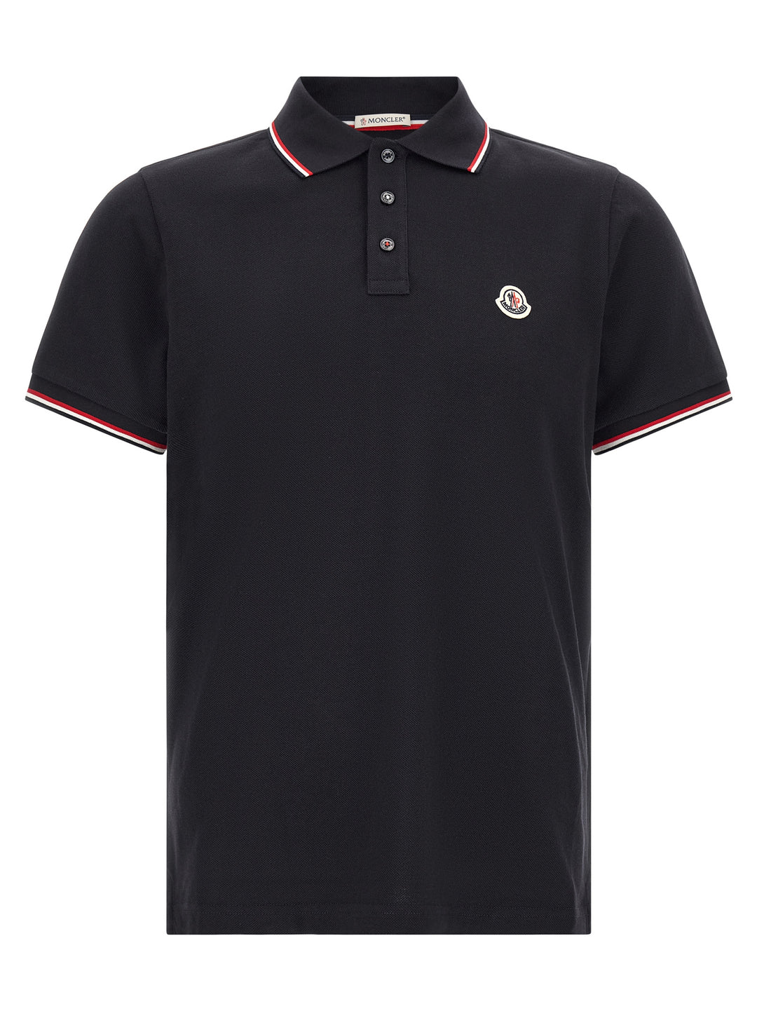 Moncler Tricolor Trim  Shirt Polo - Blu | 5eb9034d4b1c081059222366a150ed3a758ad7ee