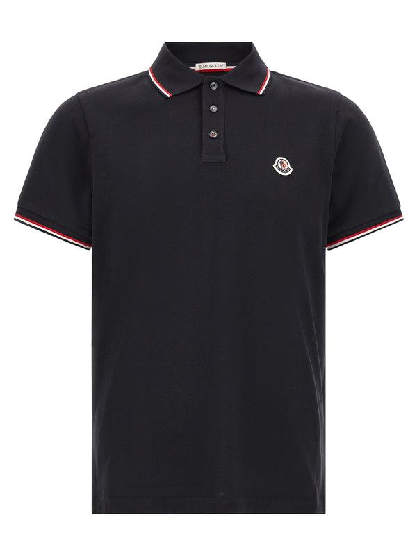 Tricolor Trim Shirt Polo Blu