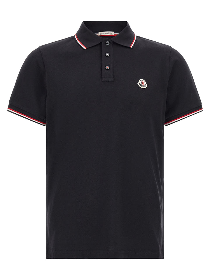 Moncler Tricolor Trim  Shirt Polo - Blu | 5eb9034d4b1c081059222366a150ed3a758ad7ee